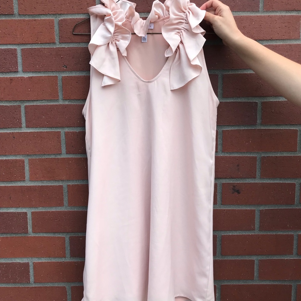 Blush pink tea dress